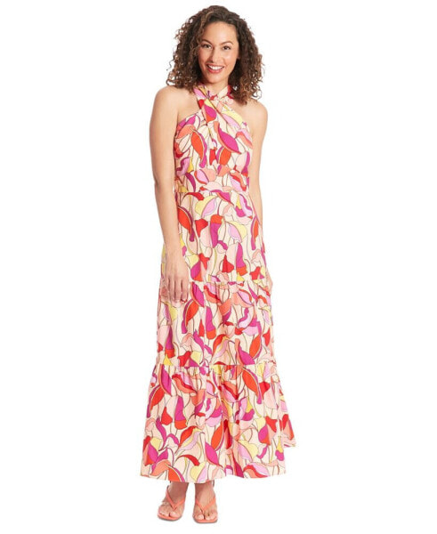 Petite Twist-Front Halter Maxi Dress