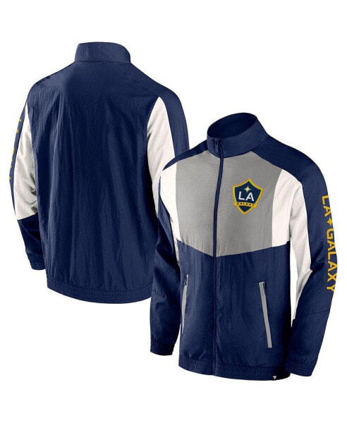 Men's Navy LA Galaxy Net Goal Raglan Full-Zip Track Jacket