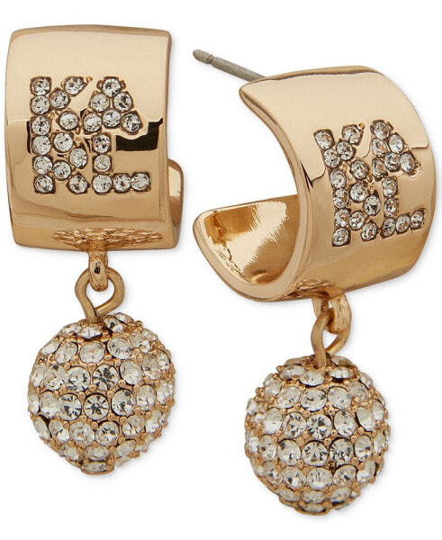 Women's Gold-Tone Crystal Karl Ball Drop Earrings