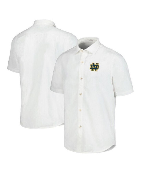 Men's White Notre Dame Fighting Irish Coconut Point Palm Vista IslandZone Camp Button-Up Shirt