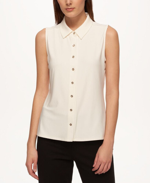 Women's Sleeveless Button-Up Blouse