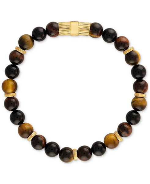 Multicolor Tiger Eye Beaded Stretch Bracelet in 14k Gold-Plated Sterling Silver (Also in Green Tiger Eye), Created for Macy's