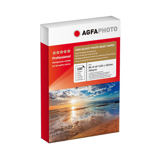 AgfaPhoto AP260100A6 - White - High-gloss - 260 g/m² - Inkjet - 10x15 cm - 100 sheets