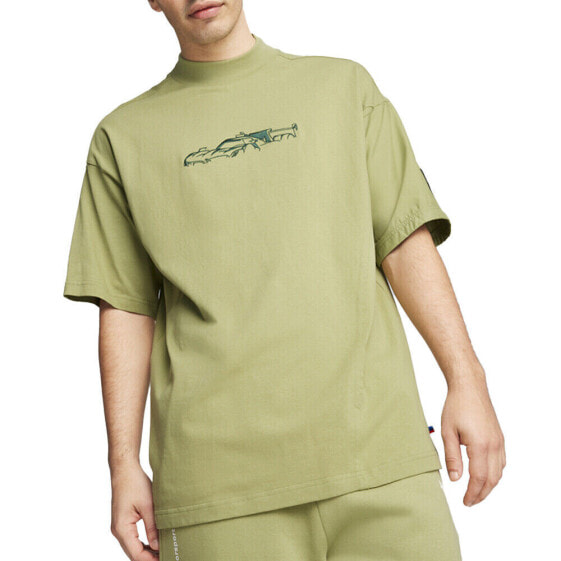 Puma Bmw Mms Statement Car Graphic Crew Neck Short Sleeve T-Shirt Mens Green Cas