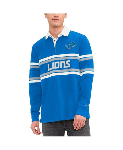 Men's Royal Detroit Lions Cory Varsity Rugby Long Sleeve T-shirt