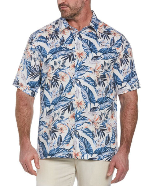 Men's Big & Tall Tropical Floral-Print Linen Blend Shirt