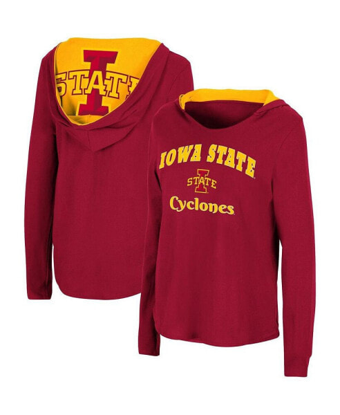 Women's Cardinal Iowa State Cyclones Catalina Hoodie Long Sleeve T-shirt