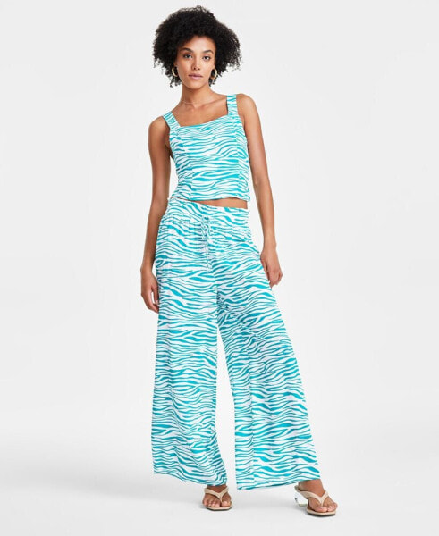 Women's Pleated Wide-Leg Smocked-Waist Pants, Created for Macy's