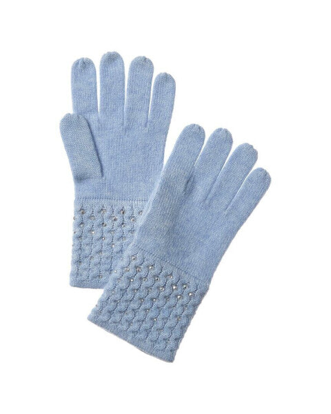 Forte Cashmere Texture Crystal Cashmere Gloves Women's Blue