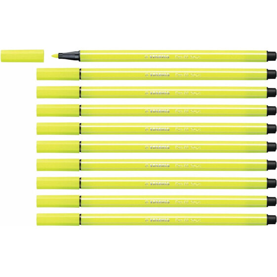 Felt-tip pens Stabilo Pen 68 Fluorescent Yellow (10 Pieces)