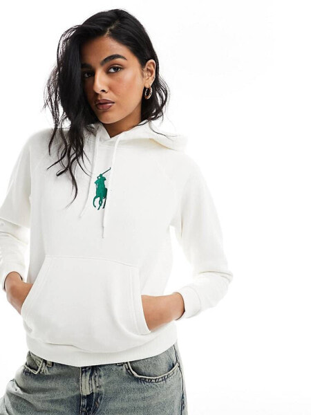 Polo Ralph Lauren hoodie with large chest logo in white