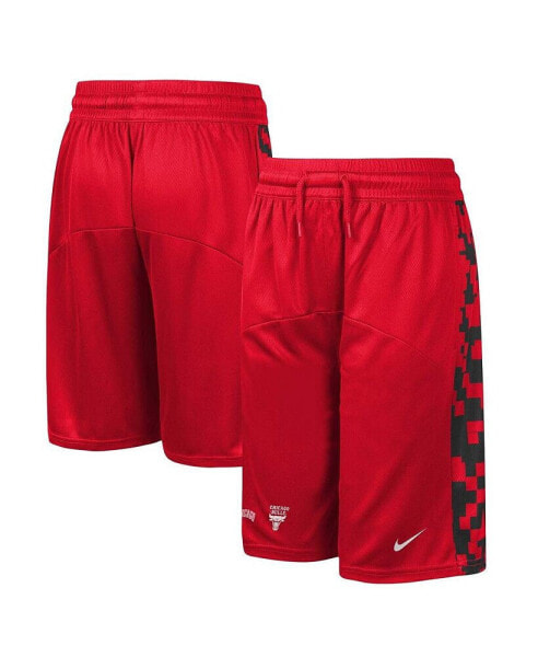 Big Boys Red Chicago Bulls Courtside Starting Five Team Shorts