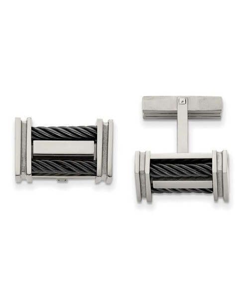 Titanium Polished Black IP-plated Wire Cuff Links