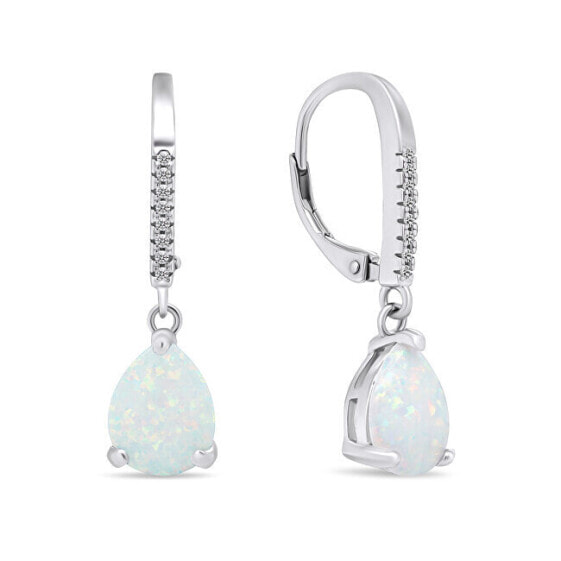 Decent silver earrings with synthetic opals EA652W