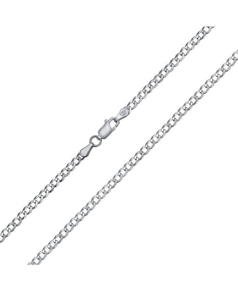 Solid 3MM Sterling Silver Miami Cuban Curb Chain Necklace Women 16 Inch