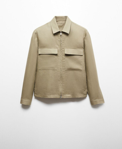 Men's Zipper Linen Jacket