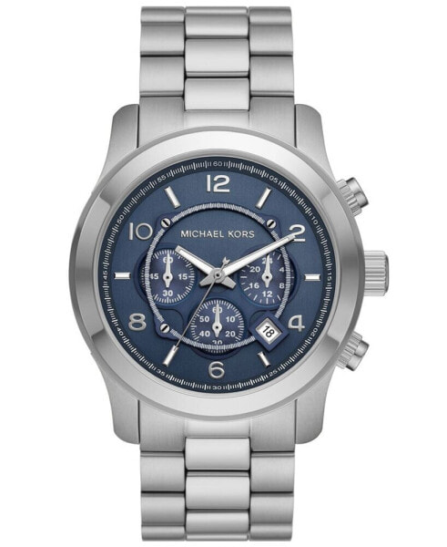 Unisex Runway Quartz Chronograph Silver-Tone Stainless Steel Watch 45mm