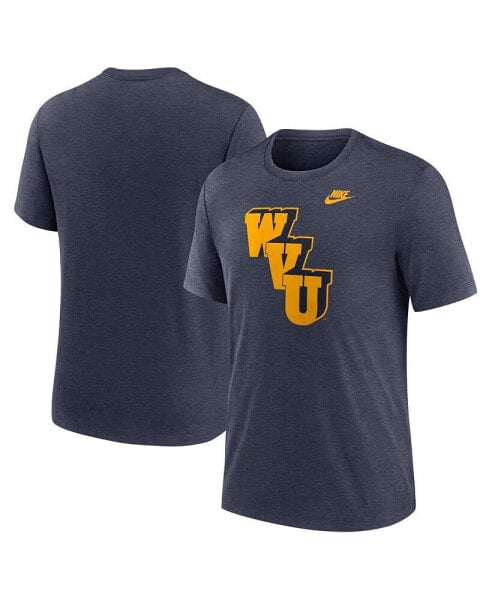 Men's Heather Navy West Virginia Mountaineers Blitz Evergreen Legacy Primary Tri-Blend T-Shirt