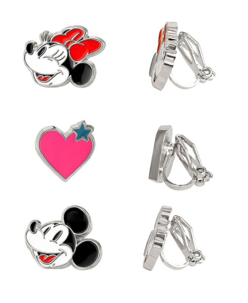 Mickey and Minnie Mouse Fashion Clip On Earrings - Set of 3