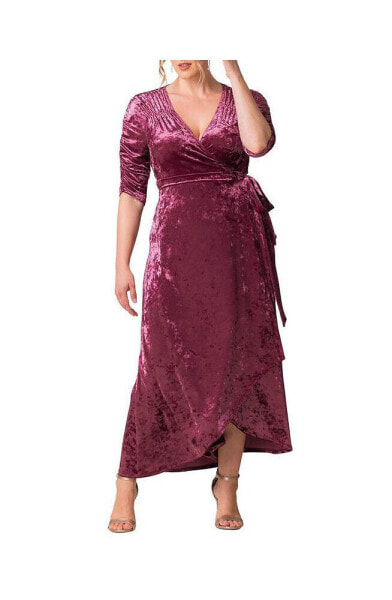 Plus Size Cara Velvet High Low Long Wrap Dress