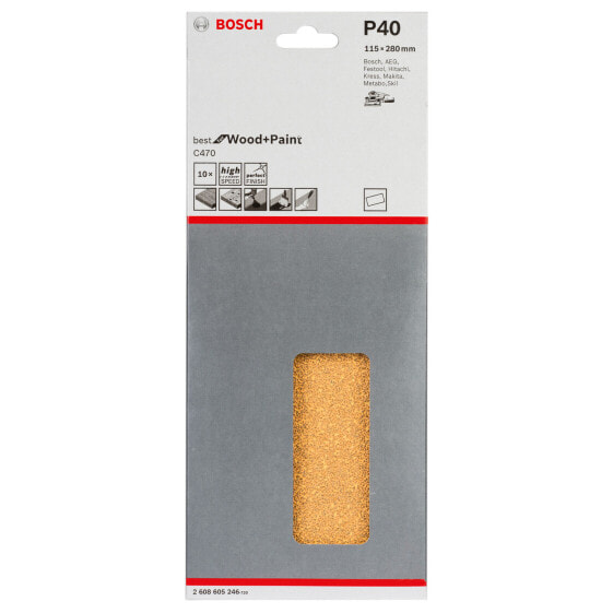 Schleifblatt C470, 115 x 280 mm, 40, ungelocht, gespannt, 10er-Pack