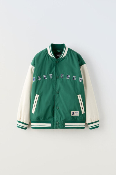 Embroidered varsity bomber jacket