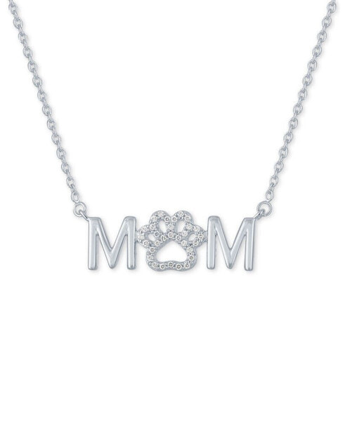 Macy's diamond "Mom" Paw 18" Pendant Necklace (1/10 ct. t.w.) in Sterling Silver