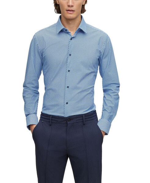 Men's Printed Performance-Stretch Slim-Fit Dress Shirt