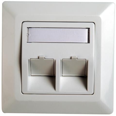 Telegärtner Karl Gärtner Telegärtner Frame for RJ45 adaptor Cat.5e - 45° outlet - double - 80x80 mm - alpine white