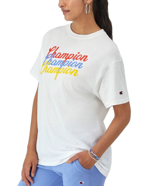 Women's Loose Fit Graphic-Logo Short-Sleeve T-Shirt