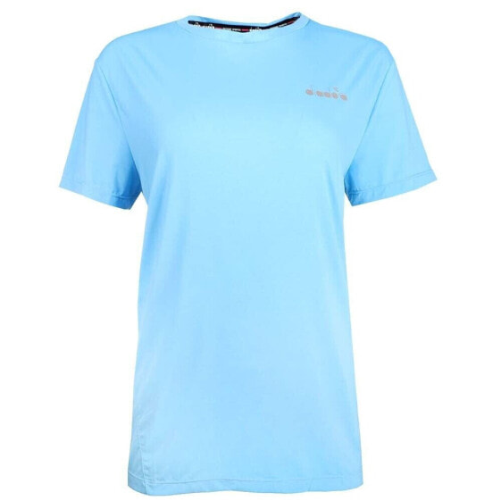 Diadora Be One Running Crew Neck Short Sleeve Athletic T-Shirt Womens Blue Casua