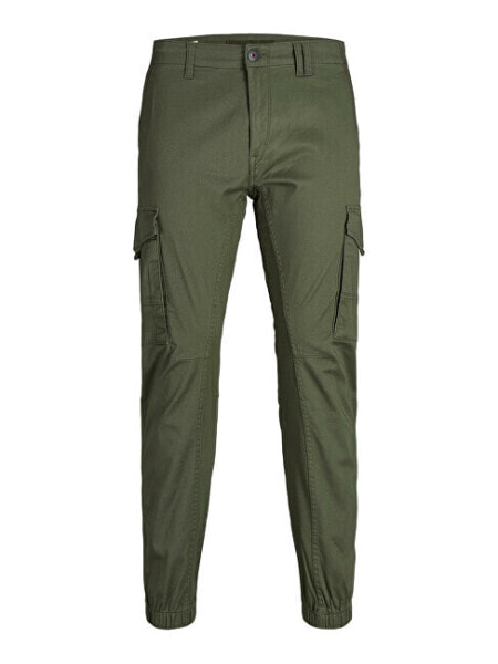 Pánské kalhoty JPSTPAUL Tapered Fit 12141844 Olive Night