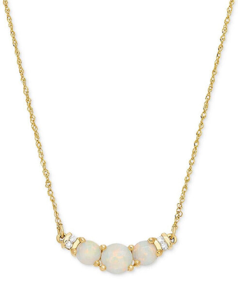 Opal (5/8 ct. t.w.) & Diamond Accent 18" Collar Necklace in 14k Gold