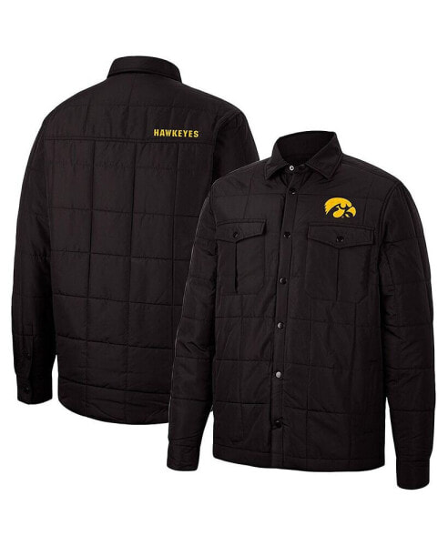 Men's Black Iowa Hawkeyes Detonate Quilted Full-Snap Jacket