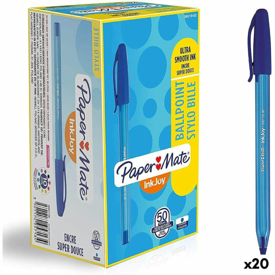 Ручка синяя Paper Mate Inkjoy 50 Предметы 1 мм 20 штук