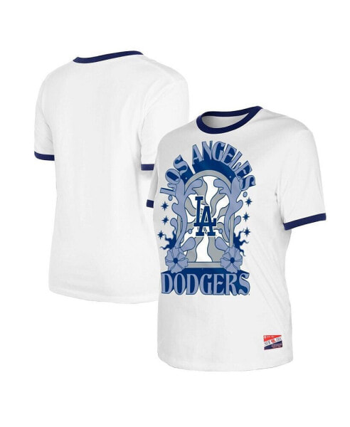 Women's White Los Angeles Dodgers Oversized Ringer T-Shirt