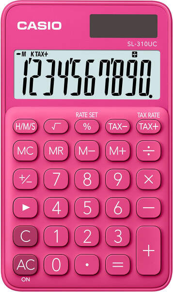 Калькулятор карманный CASIO SL-310UC-RD - Базовый - 10 цифр - 1 строка - Батарейный/солнечный - Красный
