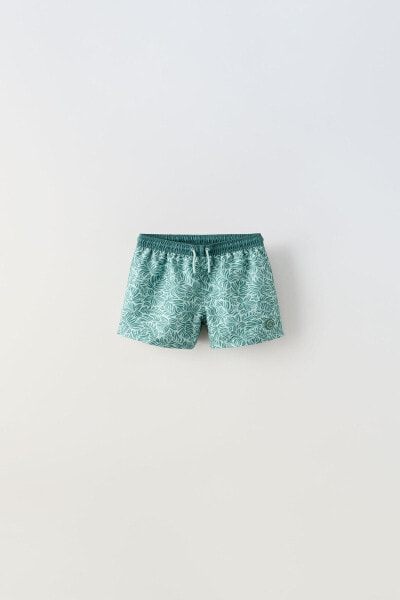 1-6 years/ leaf print swim shorts