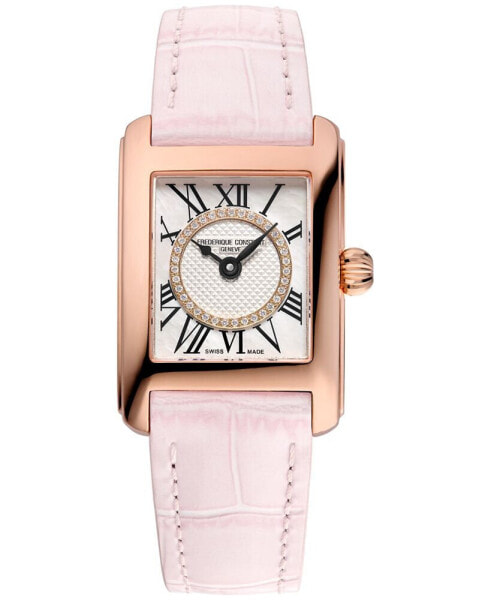 Women's Swiss Classic Carree Diamond (1/20 ct. t.w.) Blush Leather Strap Watch 23mm