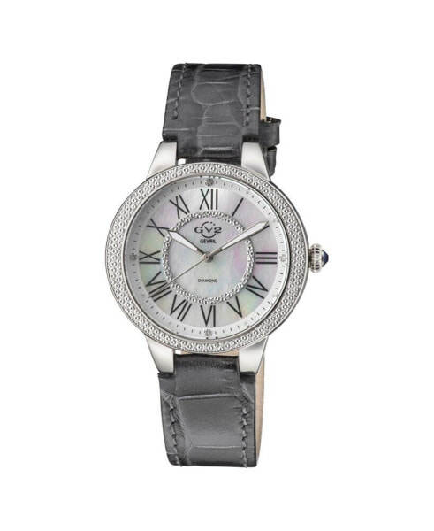 GV2 Women's Astor II Gray Leather Swiss Quartz Strap Watch 36mm