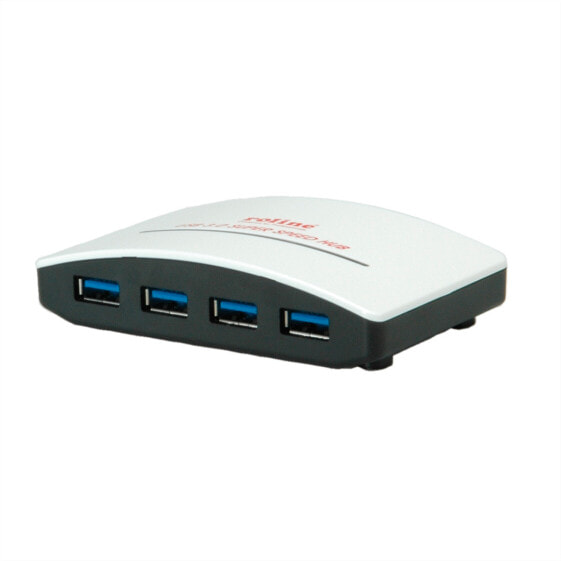 ROLINE USB 3.0 Hub Black and White 4 Ports mit Netzteil