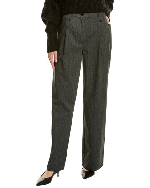 Ganni Pleated Wool-Blend Pant Women's