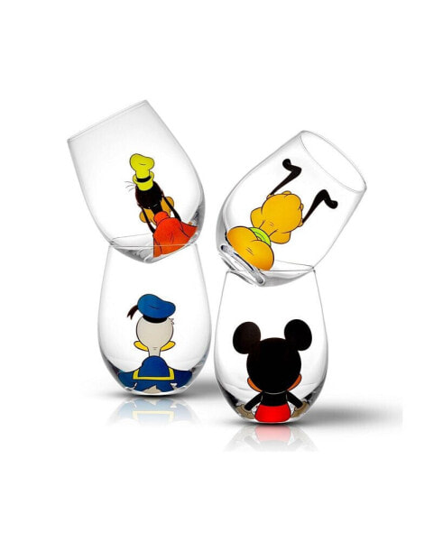 Винные бокалы JoyJolt Disney Mickey Mouse Pals "Looking Back", набор из 4 шт.
