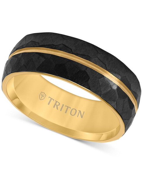 Men's Double Row Comfort Fit Wedding Band in Titanium & Yellow PVD-Plate
