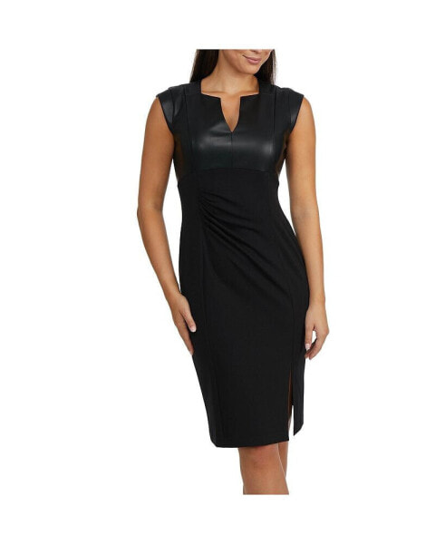 Women's Stretch Crepe Dress with a Pleated Waist Detail