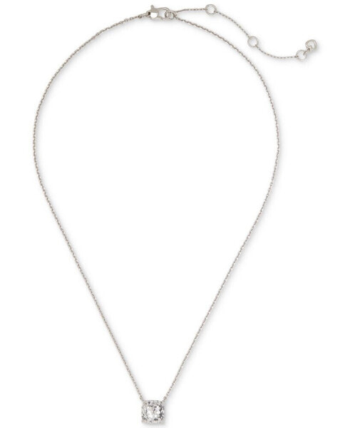 Gold-Tone Square Glitter Stone Mini Pendant Necklace, 17" + 3" extender