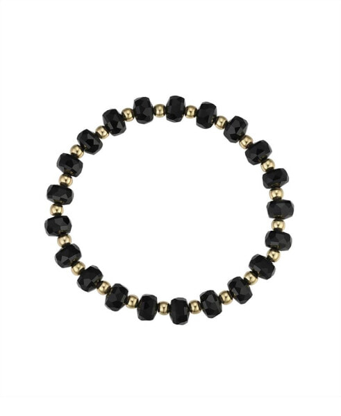 Black Crystal and 14K Gold Plated Ball Stretch Bracelet