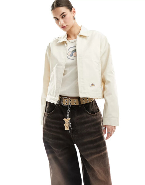 Dickies unlined cropped eisenhower jacket in cream