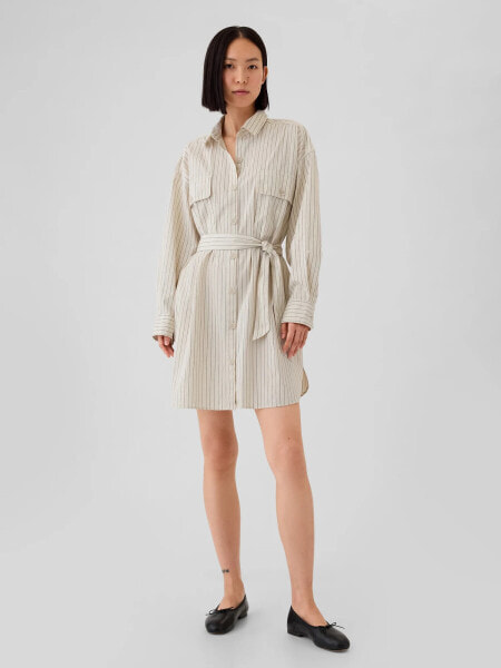 Organic Cotton Striped Mini Shirtdress