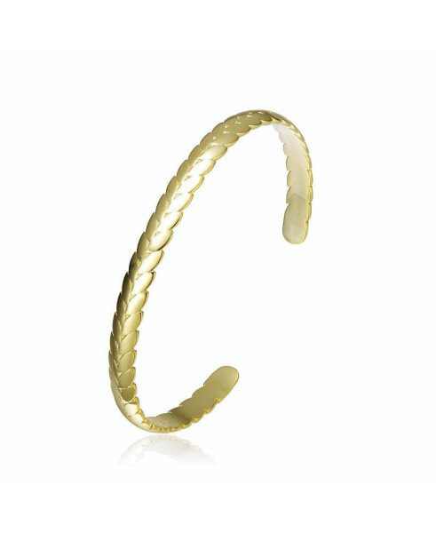 RA 14K Gold Plated Leaf Cuff Bracelet